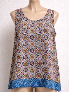 John Paul Richard Sleeveless Tunic Top Boho Print Size S
